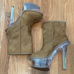 Dolls kill Tan Platform Heeled Boots Chestnut Brown women’s size 8